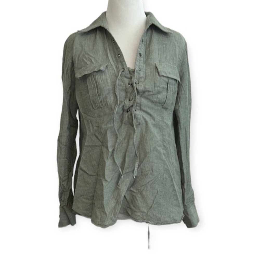 Lafayette 148 New York women’s popover Lace up blouse size 4